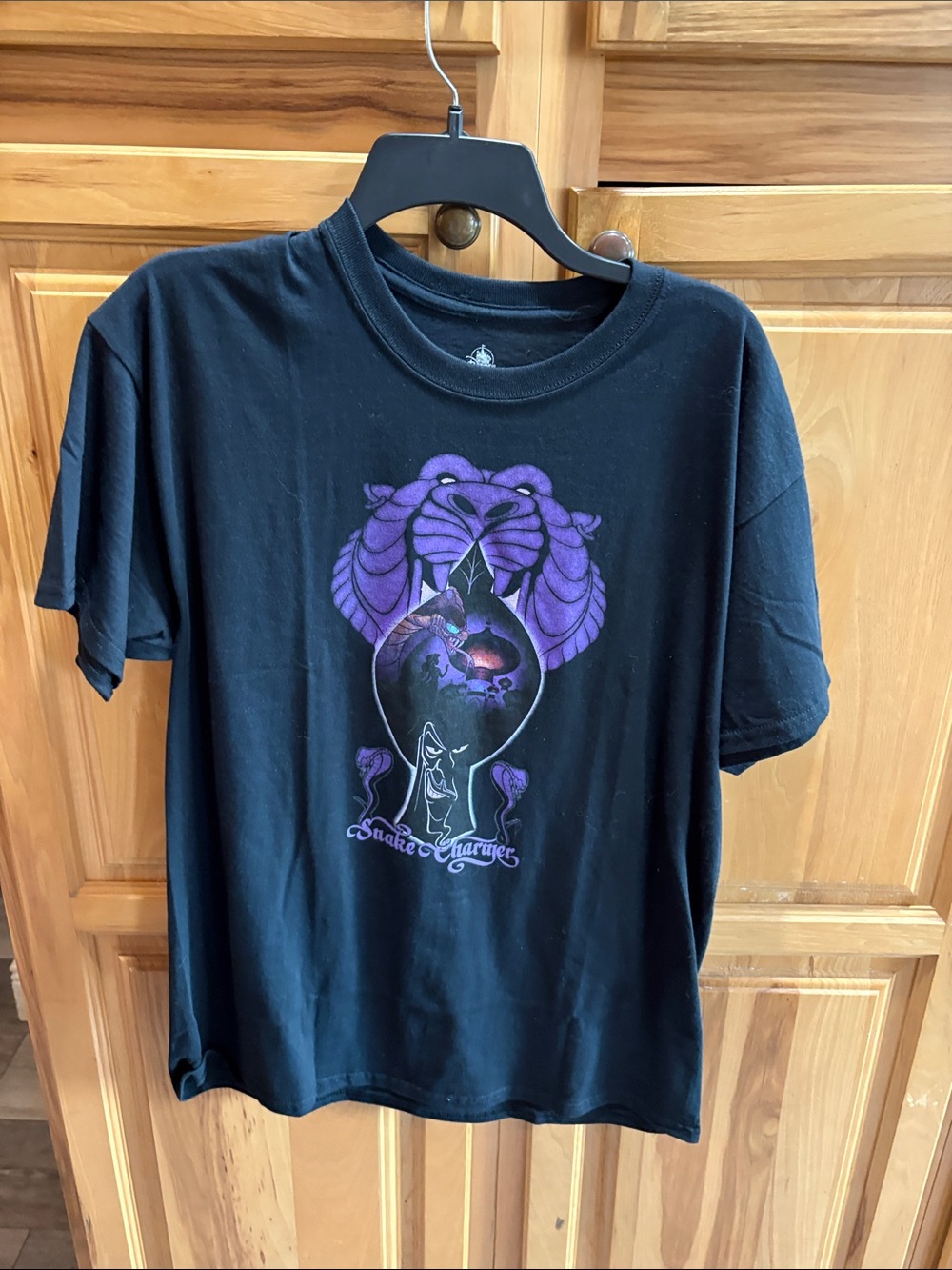 Disney Black Short Sleeve Tee with Purple Snake Globe Graphic